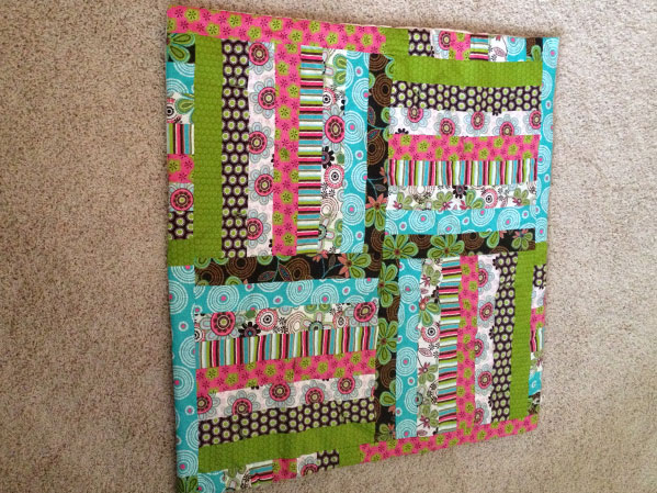 pink green blue baby quilt